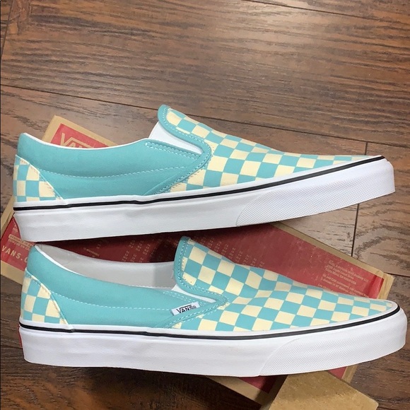 VANS CLASSIC SLIP-ON CHECKERBOARD Aqua Haze/ men’s - Picture 12 of 16